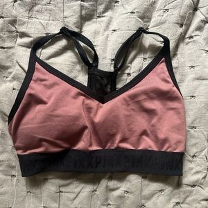 PINK Victoria's Secret Black and Mauve Sports Bra
